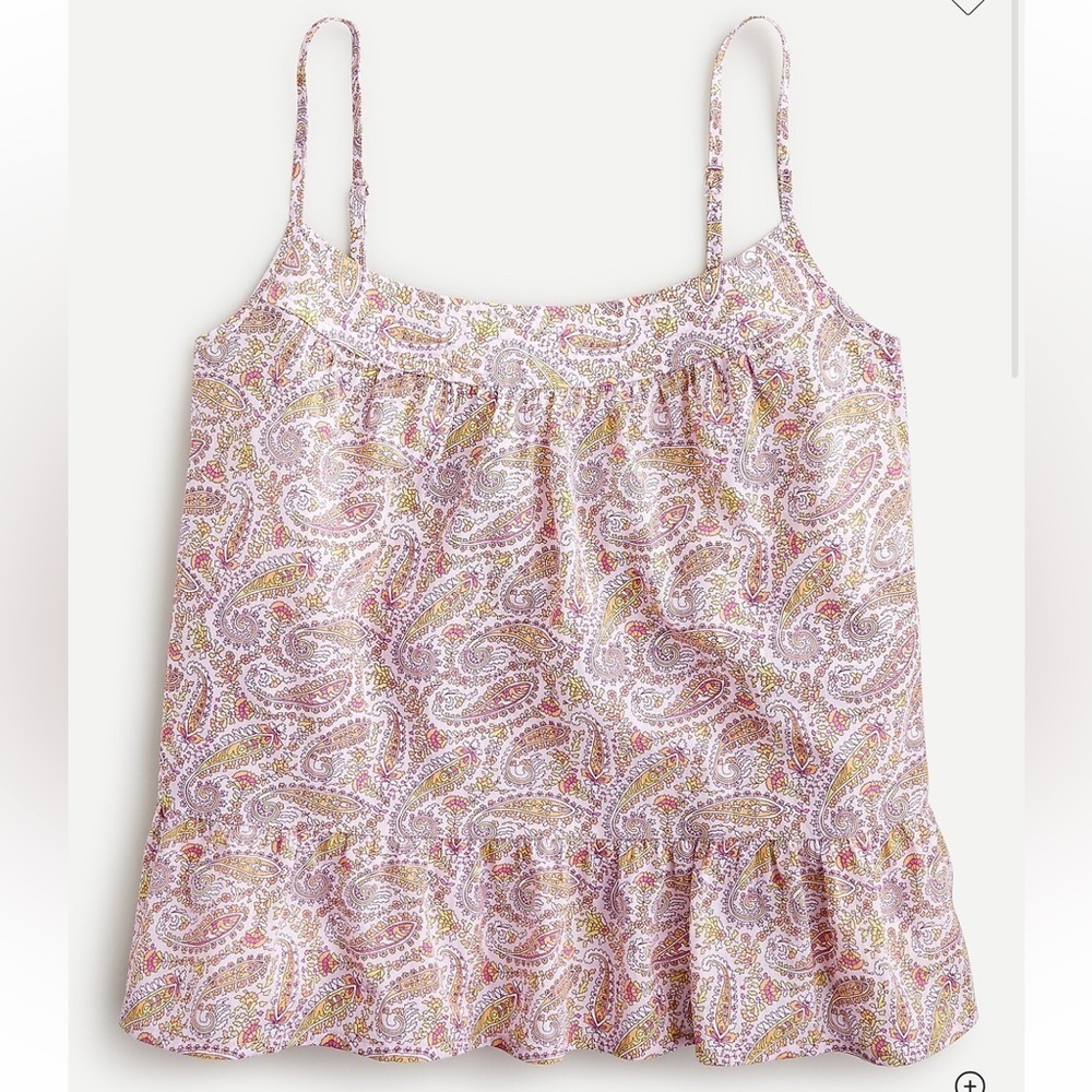 J.Crew like new crinkle cotton tank top in beach paisley with adjustable straps